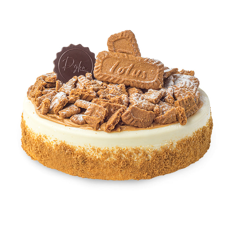 Lotus Biscoff Cheesecake birthday cake by Dylan Patisserie. Best Birthday cake in Manila. Topped with lotus biscuits and lotus spread.