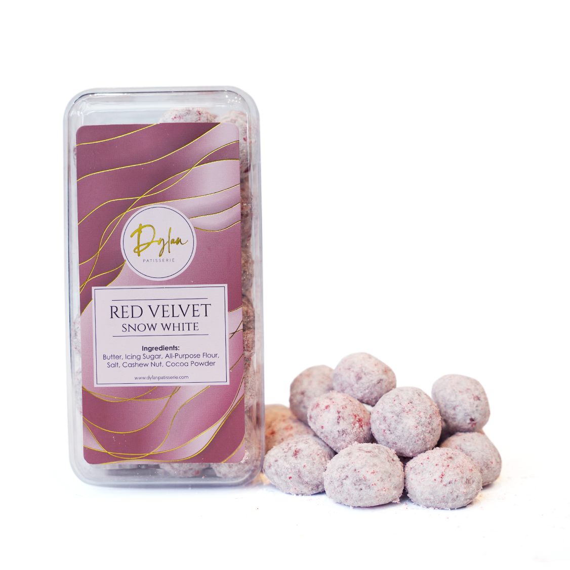 Red Velvet Snow White Gifting Cookies by Dylan Patisserie.