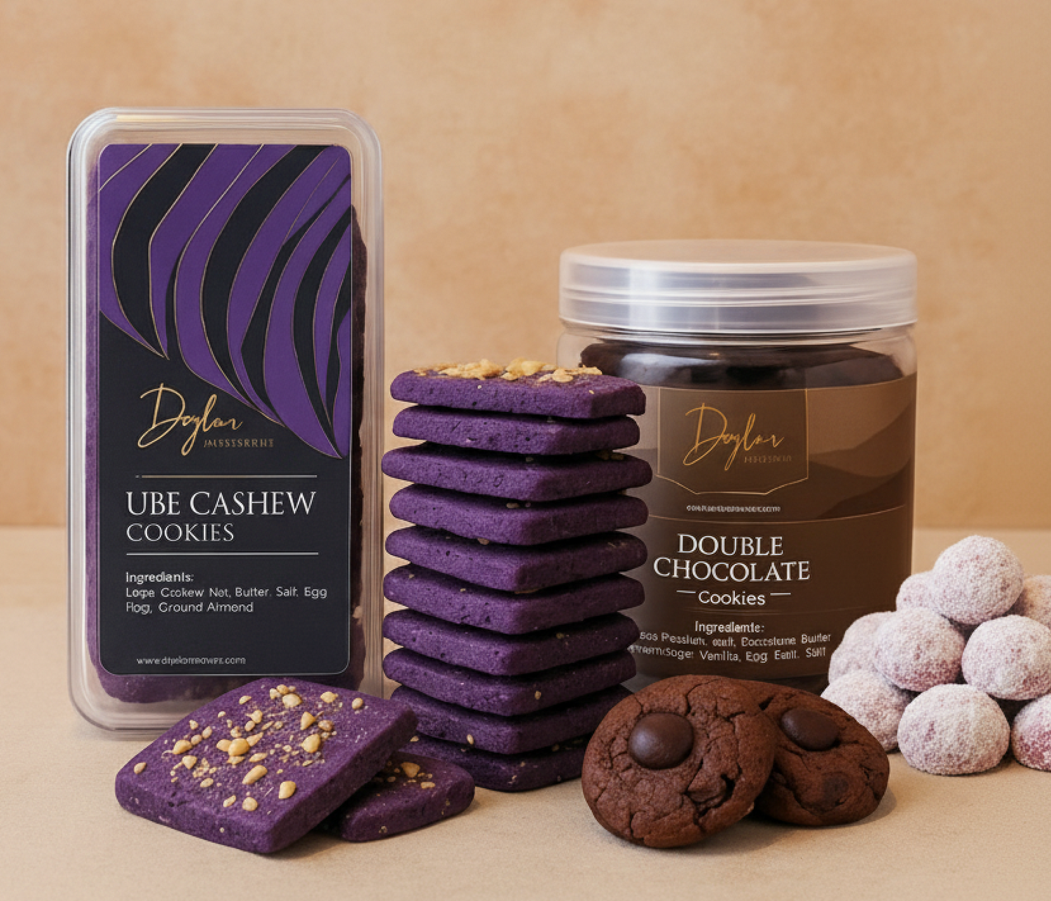 ube cookies and chocolate cookies 